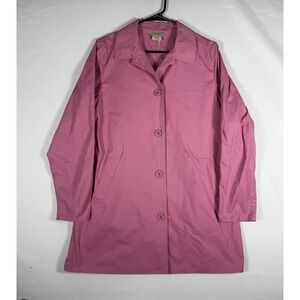 LL Bean Mackintosh Jacket Womens Medium Pink Trench Rain Overcoat Retro Collared